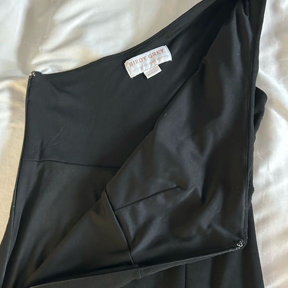 Birdy Grey Black One Shoulder Asymmetrical Slit Gown - Picture 8 of 9